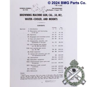 TM9-226 .50 cal. Water-Cooled Machine Gun Technical Manual